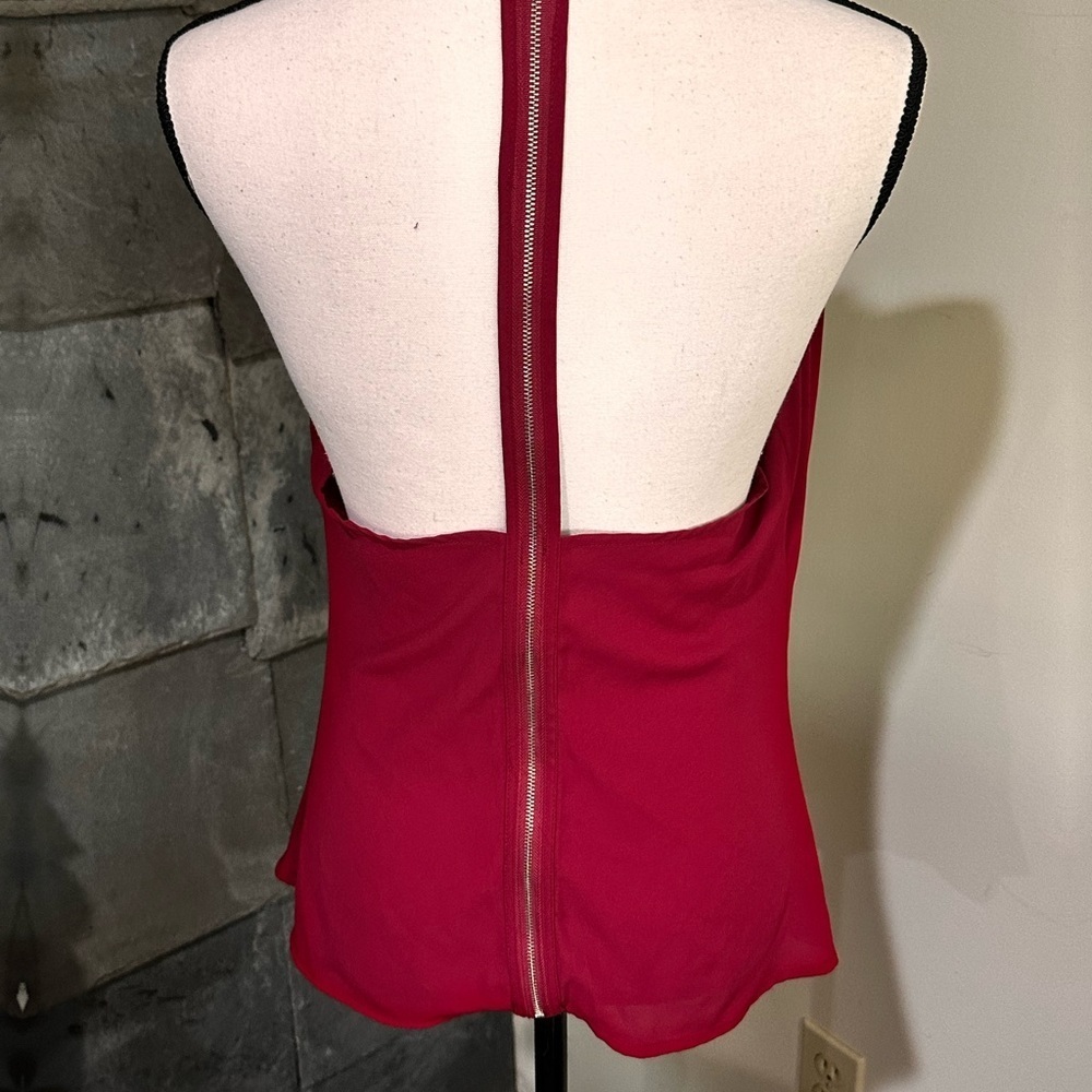Chocolate Zipper back Burgundy Dress Blouse - Picture 7 of 7